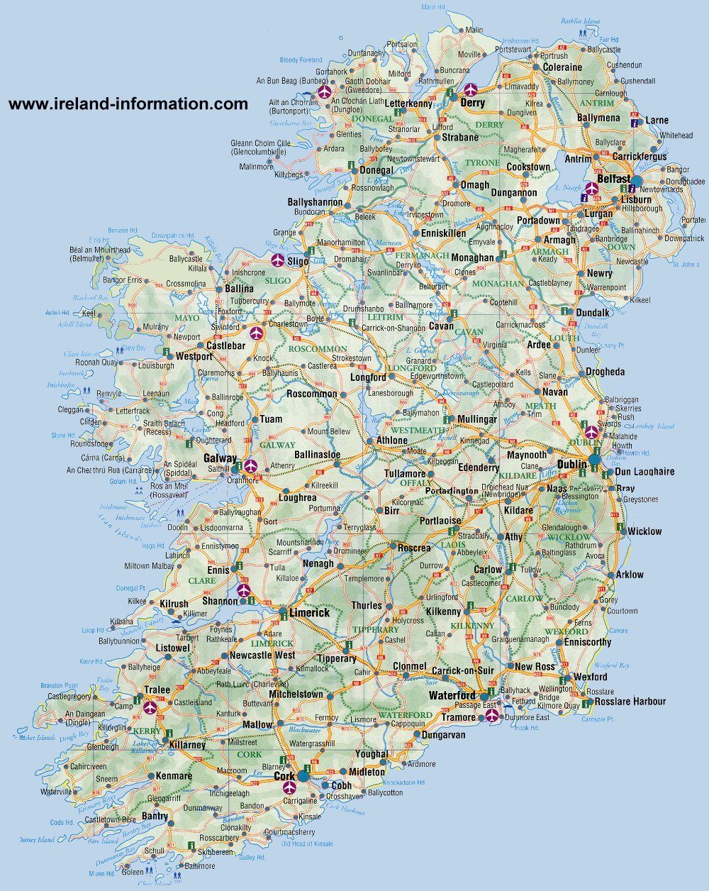 Small Map Of Ireland Ireland Maps Free, And Dublin, Cork, Galway