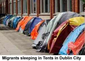 Migrants sleeping in Tents in Dublin